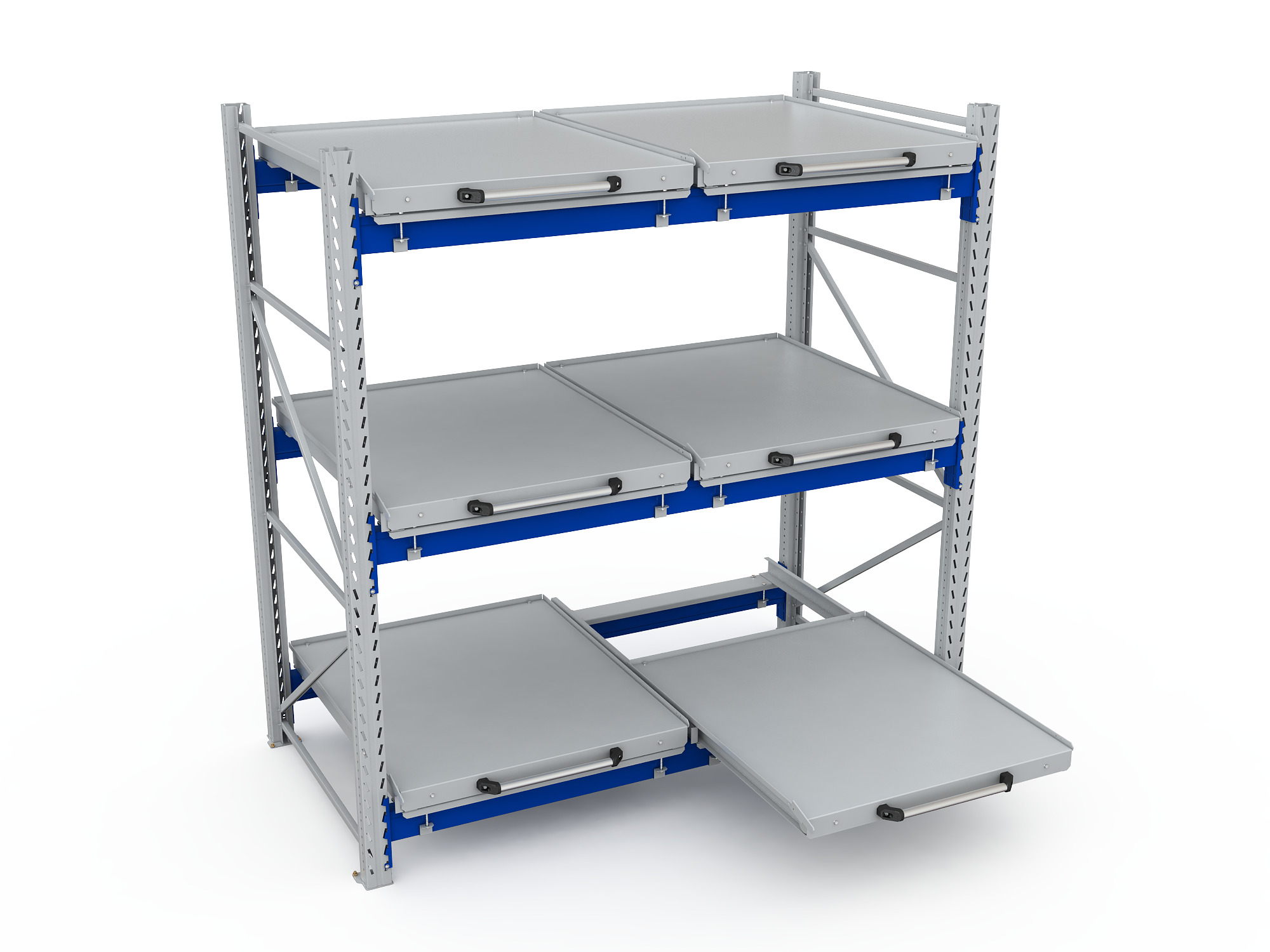 ER-00027260 Стеллаж с выкатными платформами S-HEAVY 500 (3 яруса хранения)