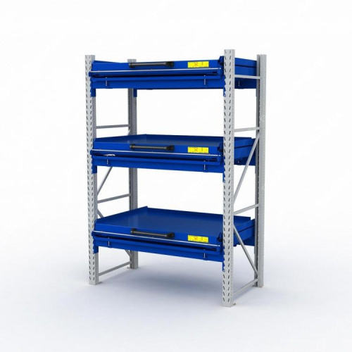 ER-00023396 Стеллаж с выкатными платформами S-HEAVY 1000/1300 (3 яруса хранения)