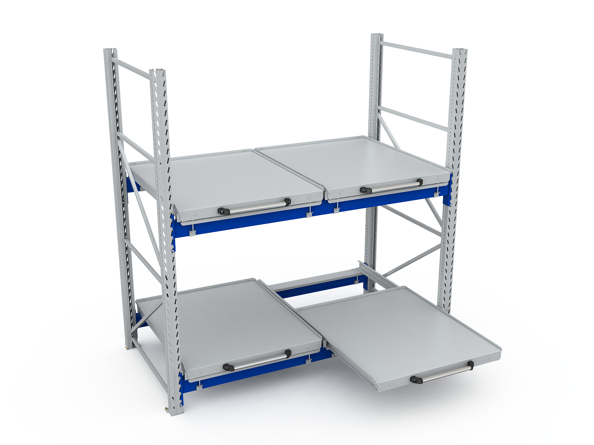 ER-00027256 Стеллаж с выкатными платформами S-HEAVY 500 (2 яруса хранения)